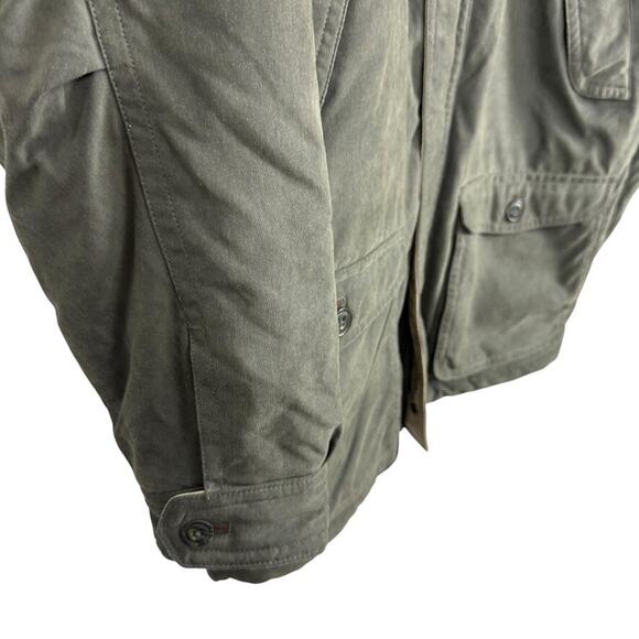 LL Bean Mens Wool Lined Barn Jacket Chore Coat Olive Green Winter Parka sz L - Picture 2 of 16